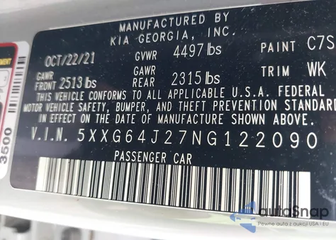 2022 Kia K5 Gt-Line from USA, damaged, VIN 5XXG64J27NG122090